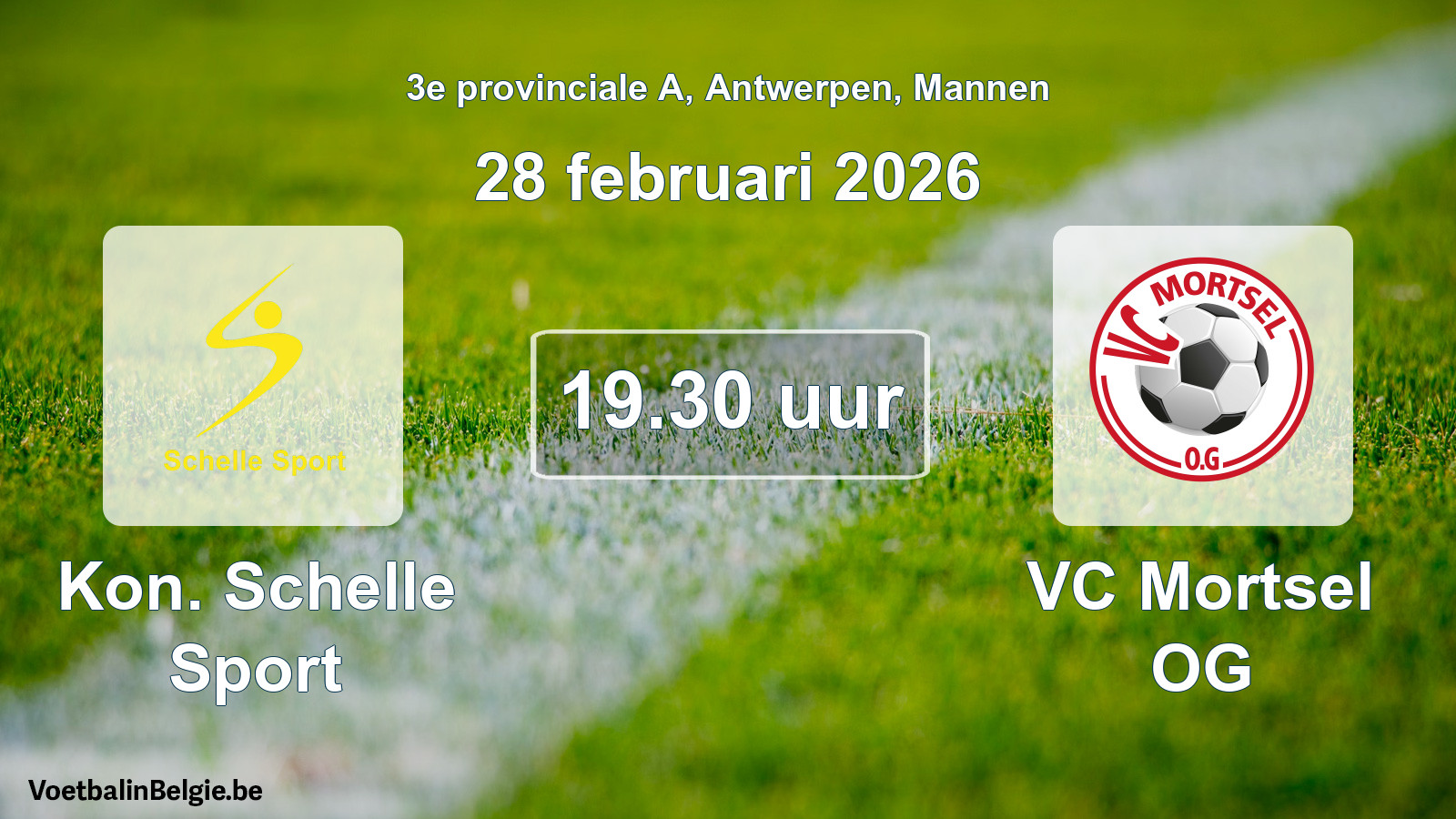 Match prévu football hommes: Kon. Schelle Sport - VC Mortsel OG (28 février 2026)