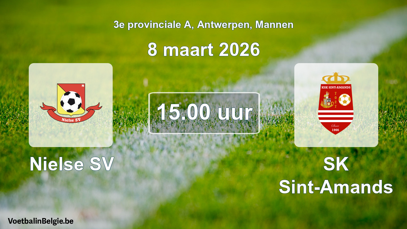 Scheduled match men football: Nielse SV - SK Sint-Amands (8 March 2026)