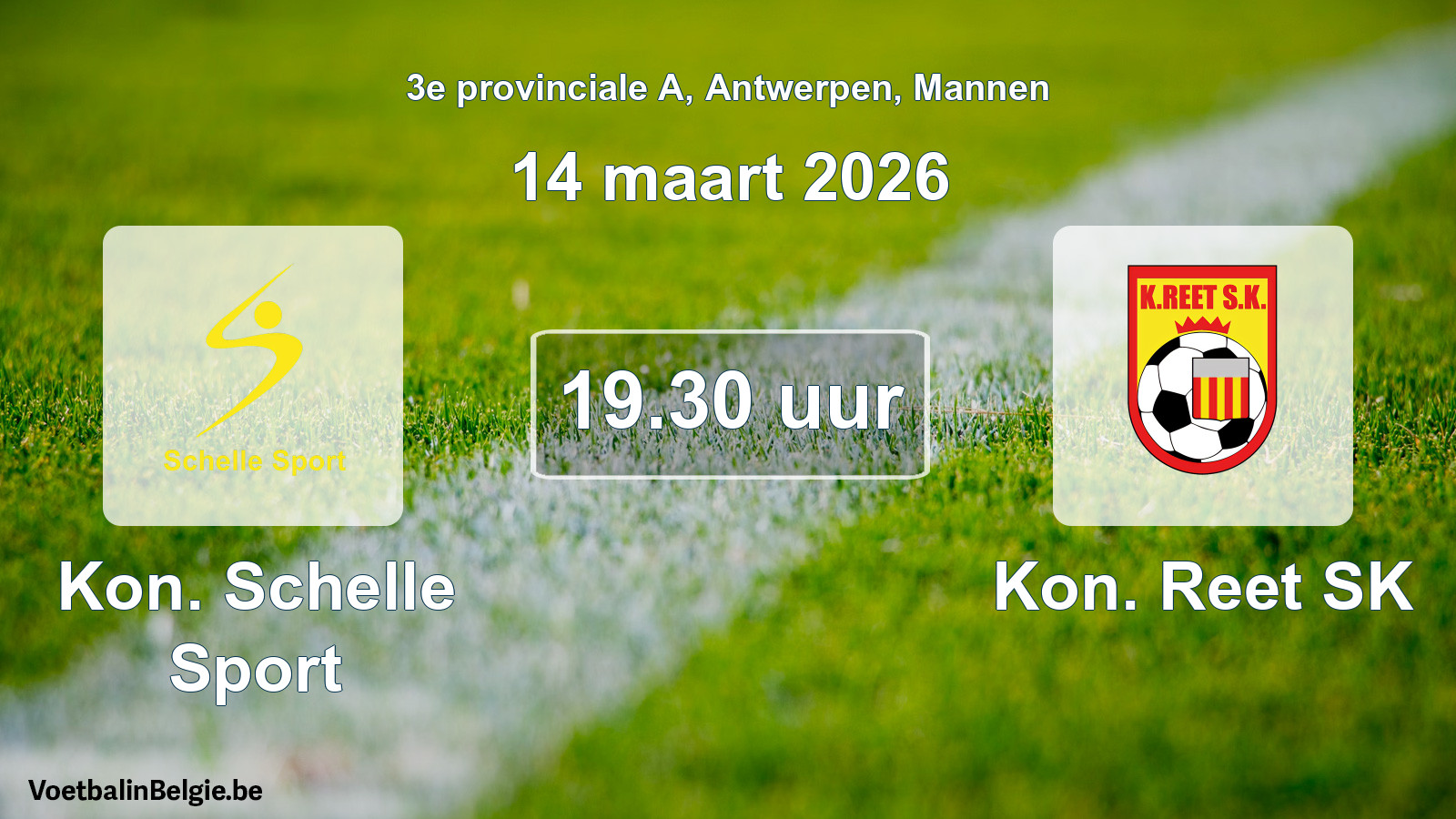 Geplande wedstrijd mannenvoetbal: Kon. Schelle Sport - Kon. Reet SK (14 maart 2026)