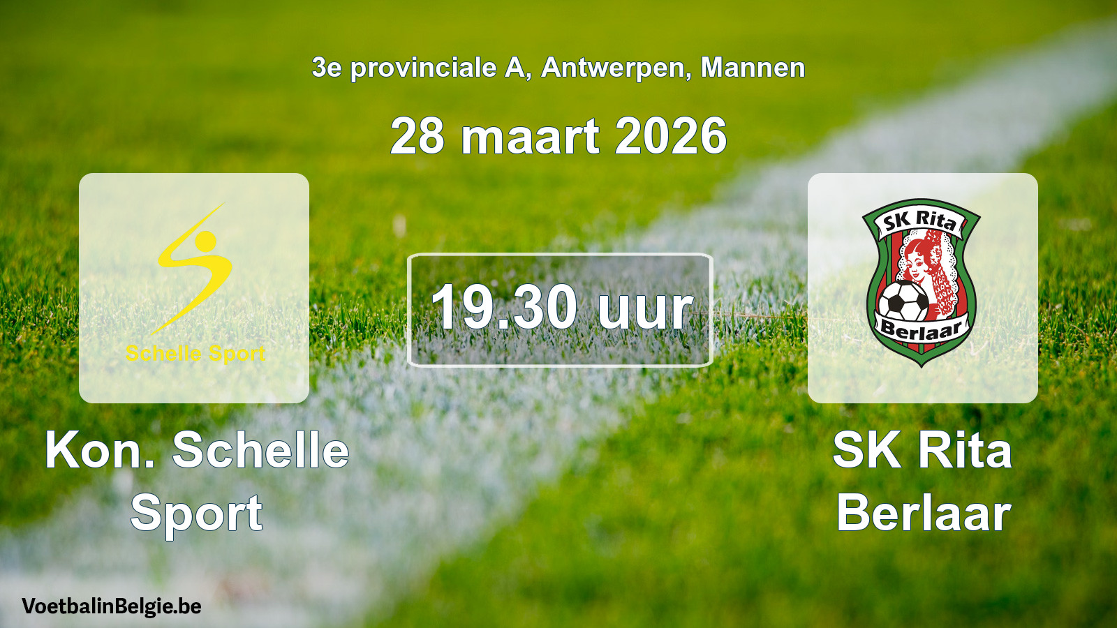 Geplantes Spiel männer-Fußball: Kon. Schelle Sport - SK Rita Berlaar (28 März 2026)