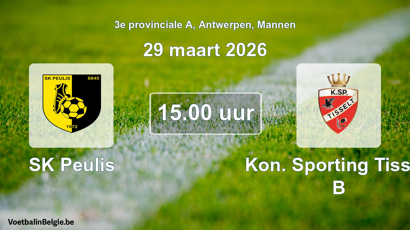 Scheduled match men football: SK Peulis - Kon. Sporting Tisselt B (29 March 2026)