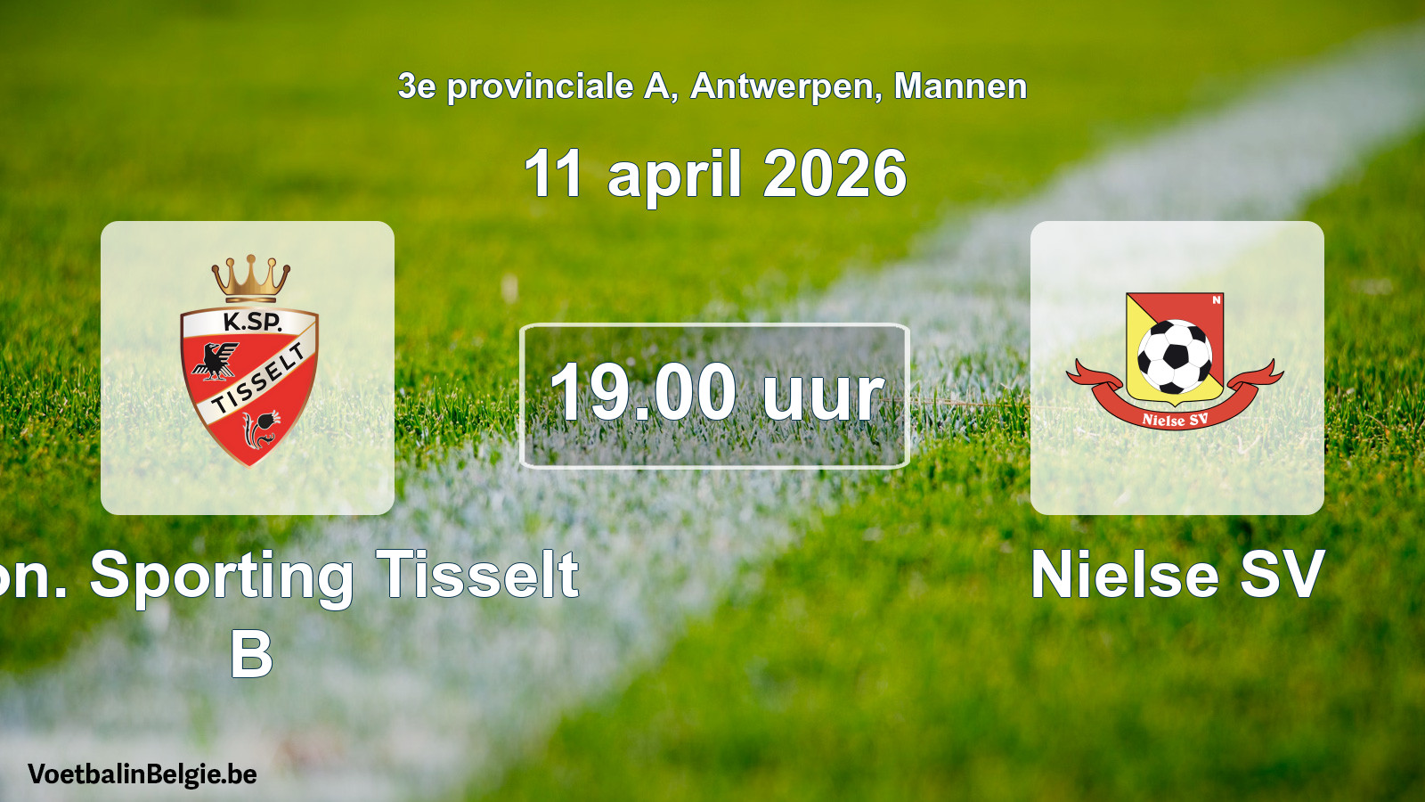 Scheduled match men football: Kon. Sporting Tisselt B - Nielse SV (11 April 2026)