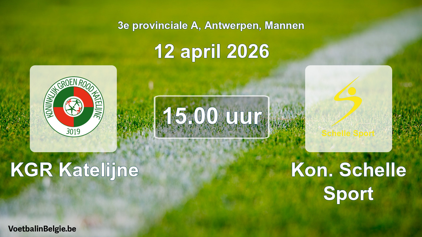 Geplande wedstrijd mannenvoetbal: KGR Katelijne - Kon. Schelle Sport (12 april 2026)
