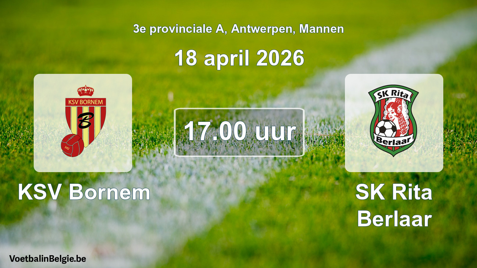 Scheduled match men football: KSV Bornem - SK Rita Berlaar (18 April 2026)