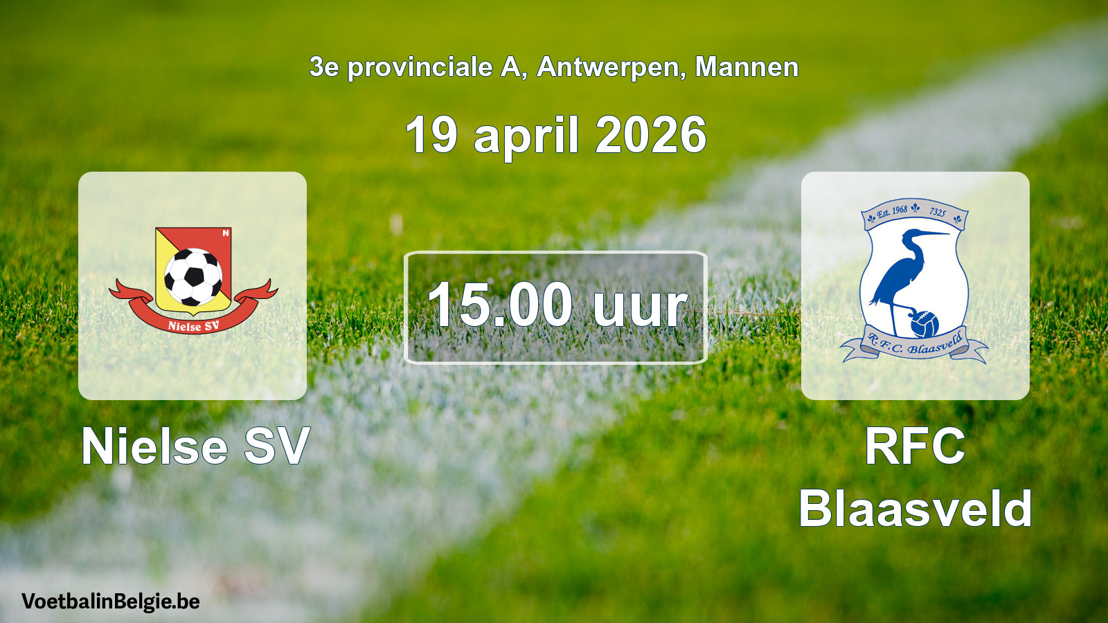 Scheduled match men football: Nielse SV - RFC Blaasveld (19 April 2026)