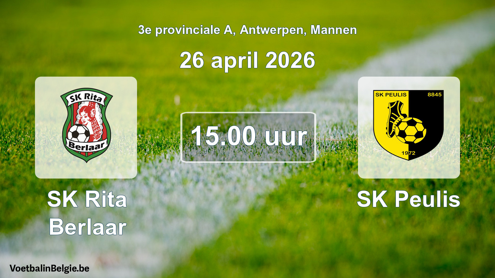 Scheduled match men football: SK Rita Berlaar - SK Peulis (26 April 2026)