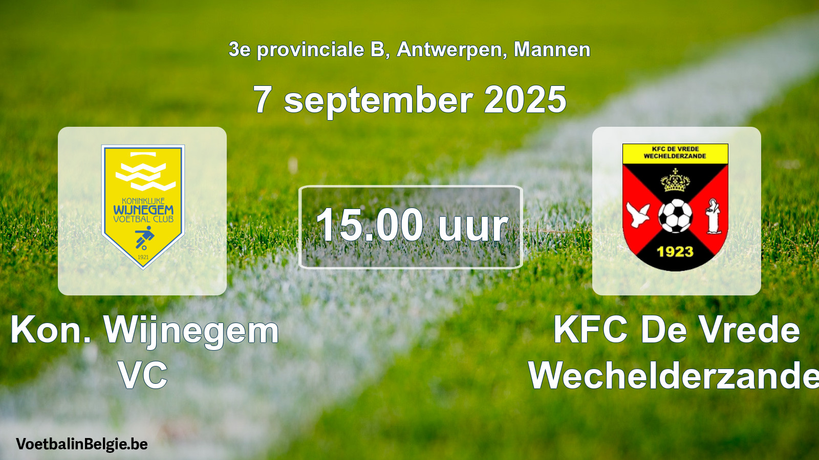 Scheduled match men football: Kon. Wijnegem VC - KFC De Vrede Wechelderzande (7 September 2025)
