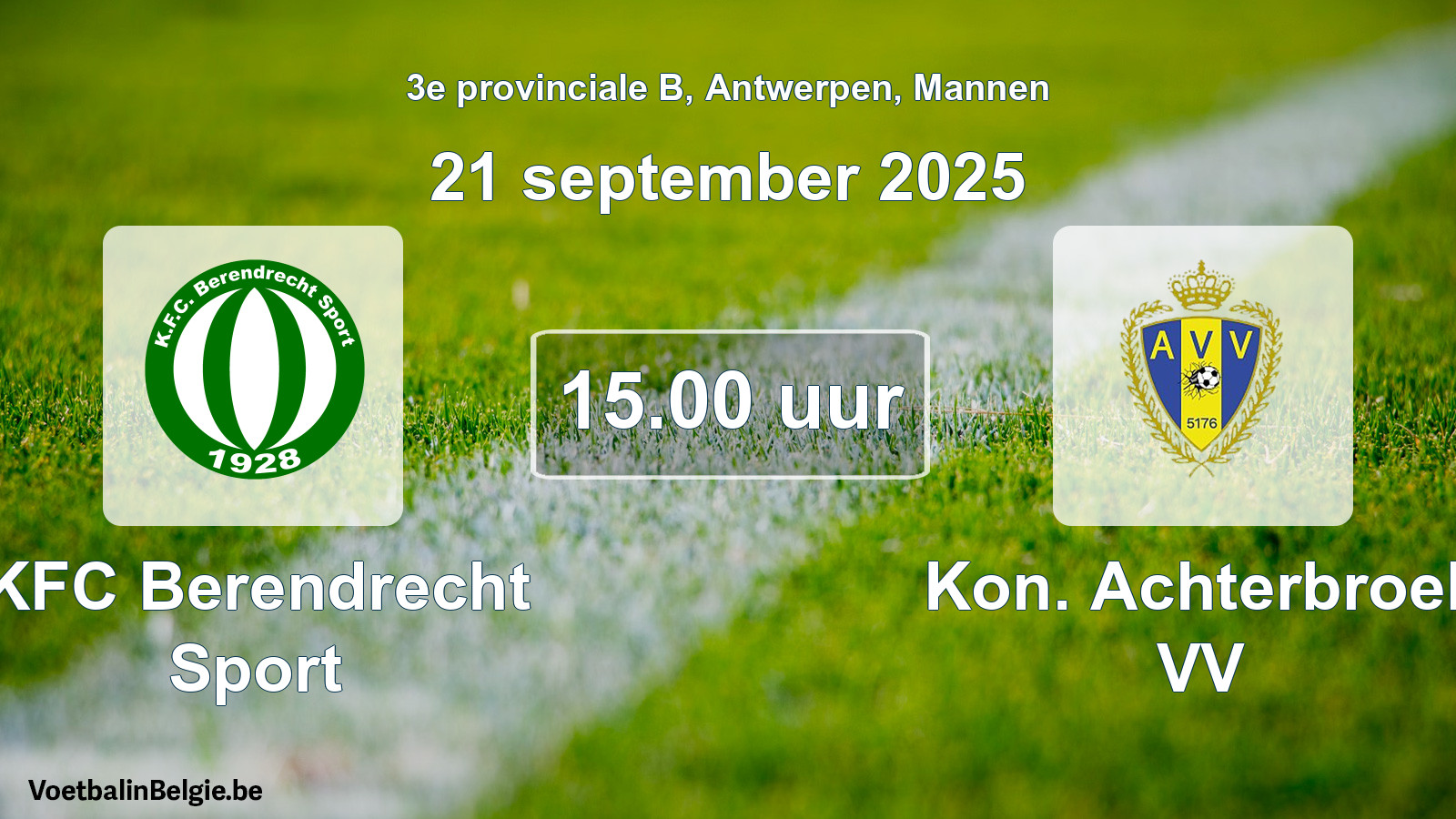 Scheduled match men football: KFC Berendrecht Sport - Kon. Achterbroek VV (21 September 2025)