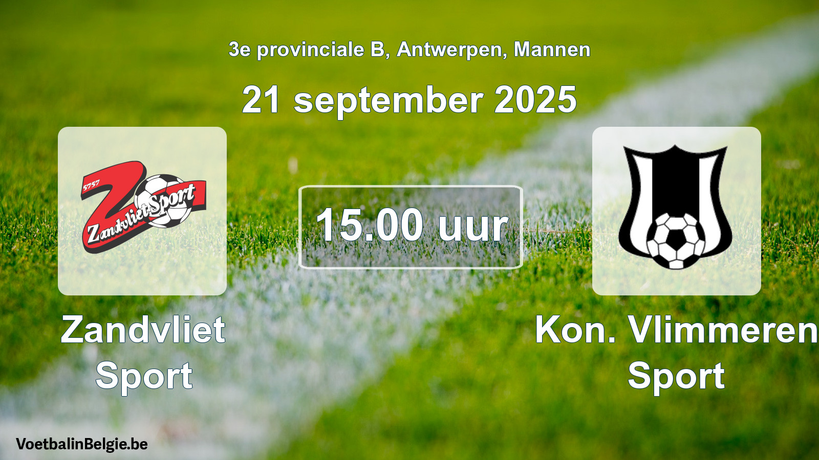 Geplantes Spiel männer-Fußball: Zandvliet Sport - Kon. Vlimmeren Sport (21 September 2025)