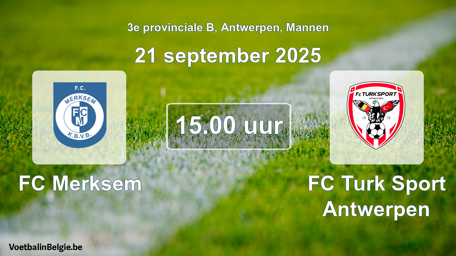 Scheduled match men football: FC Merksem - FC Turk Sport Antwerpen (21 September 2025)