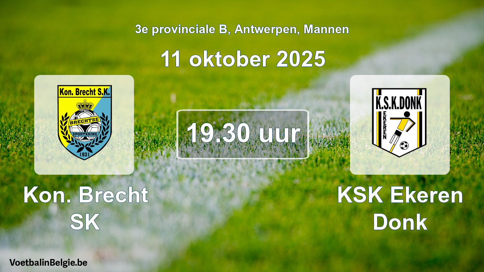 Geplande wedstrijd mannenvoetbal: Kon. Brecht SK - KSK Ekeren Donk (11 oktober 2025)