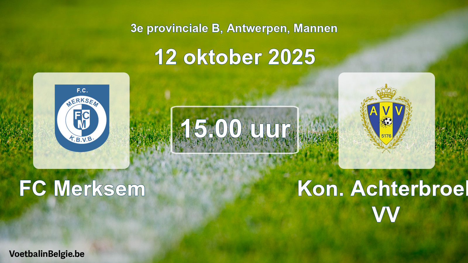 Scheduled match men football: FC Merksem - Kon. Achterbroek VV (12 October 2025)