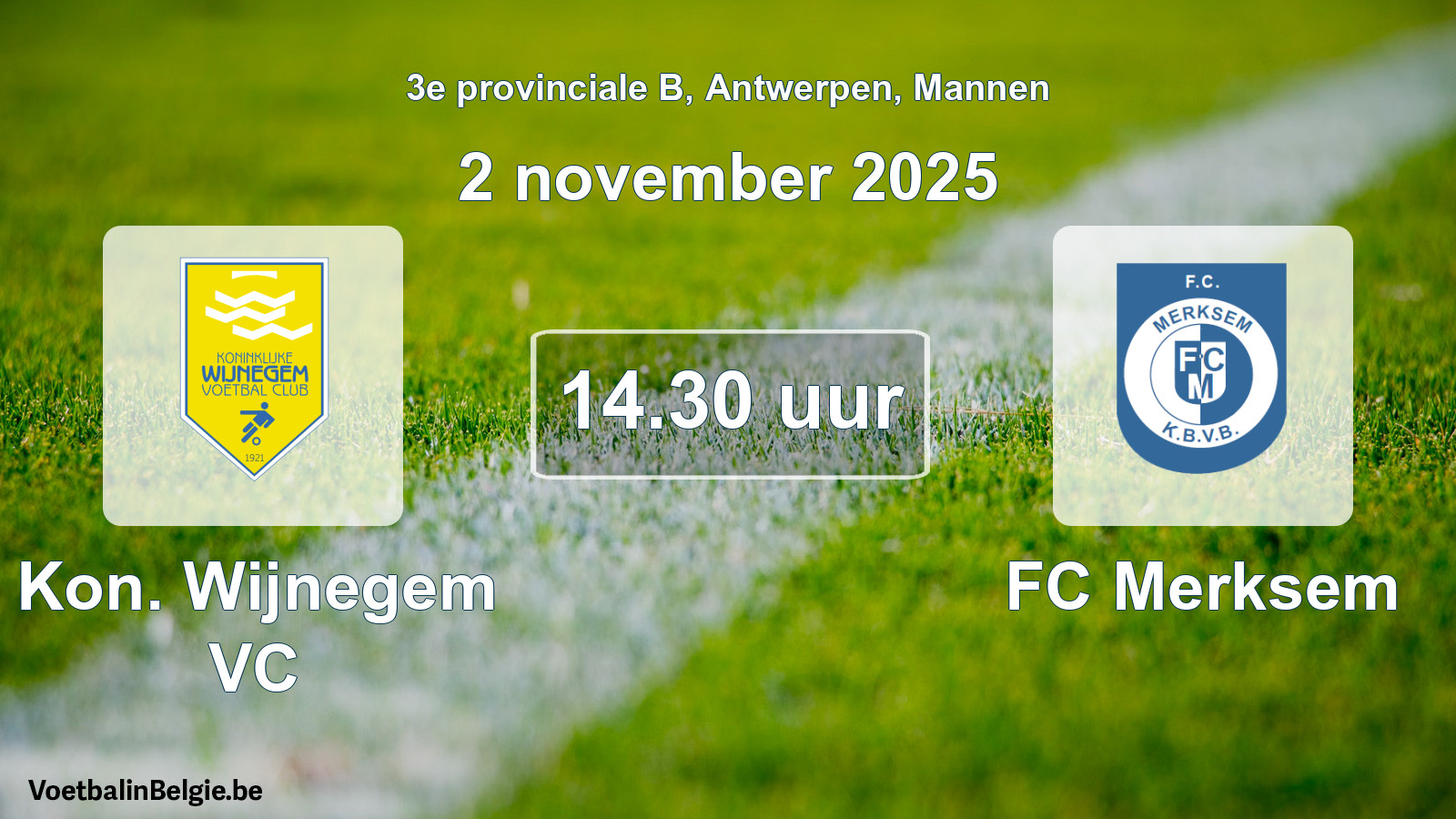 Scheduled match men football: Kon. Wijnegem VC - FC Merksem (2 November 2025)
