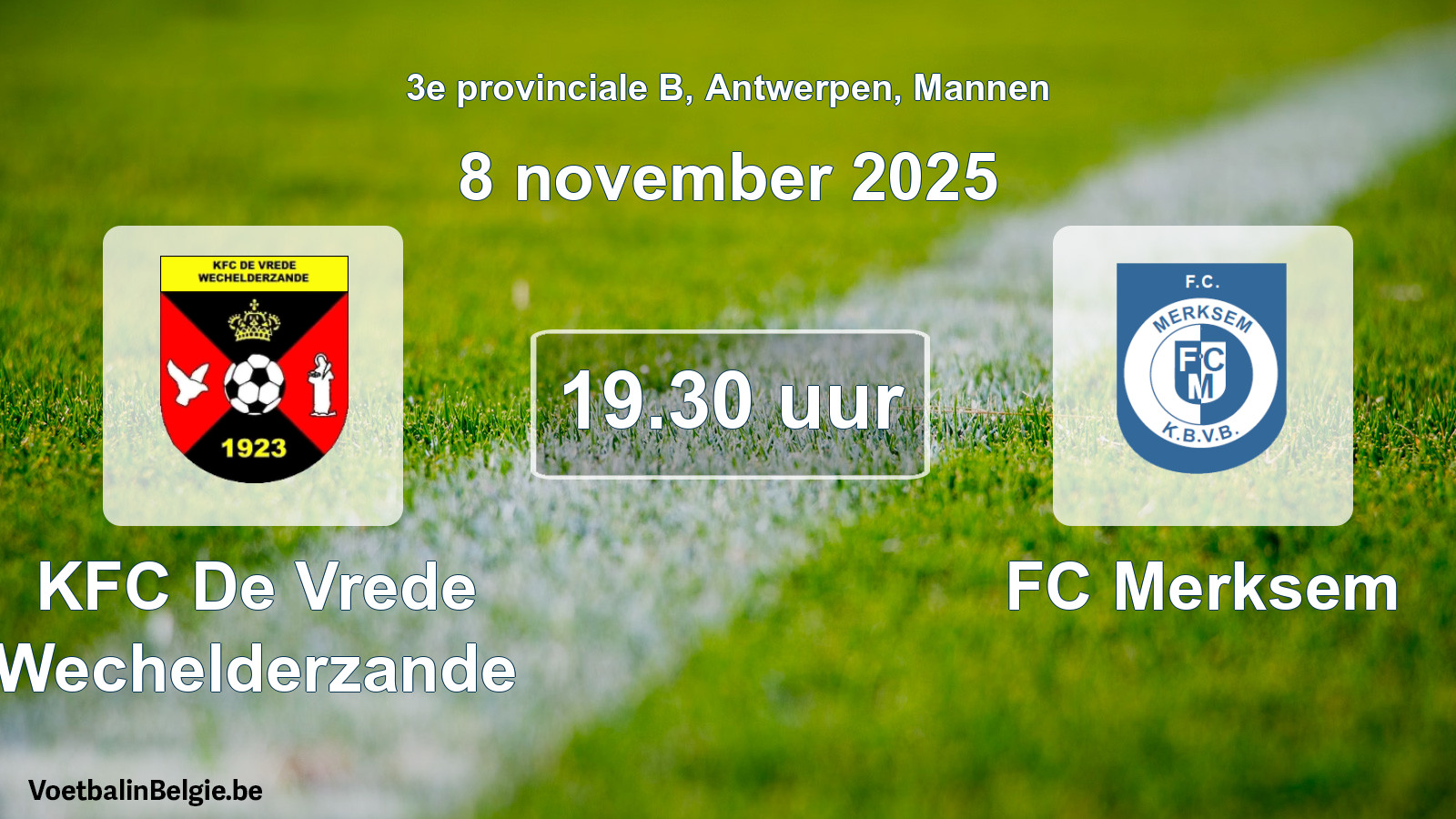 Scheduled match men football: KFC De Vrede Wechelderzande - FC Merksem (8 November 2025)