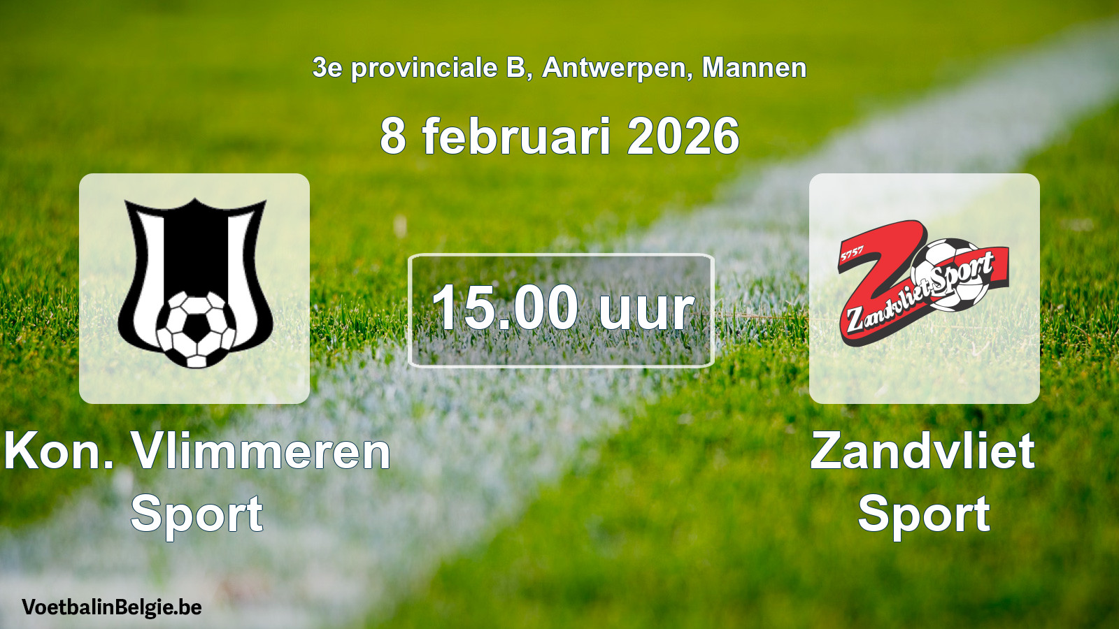Geplantes Spiel männer-Fußball: Kon. Vlimmeren Sport - Zandvliet Sport (8 Februar 2026)