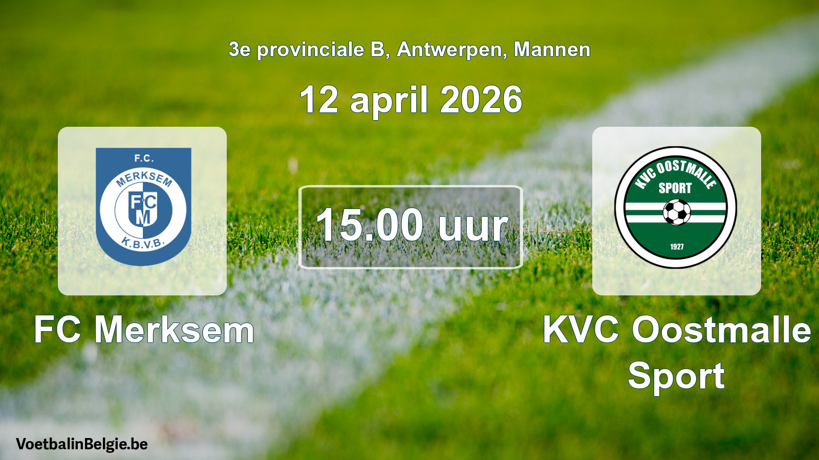 Scheduled match men football: FC Merksem - KVC Oostmalle Sport (12 April 2026)