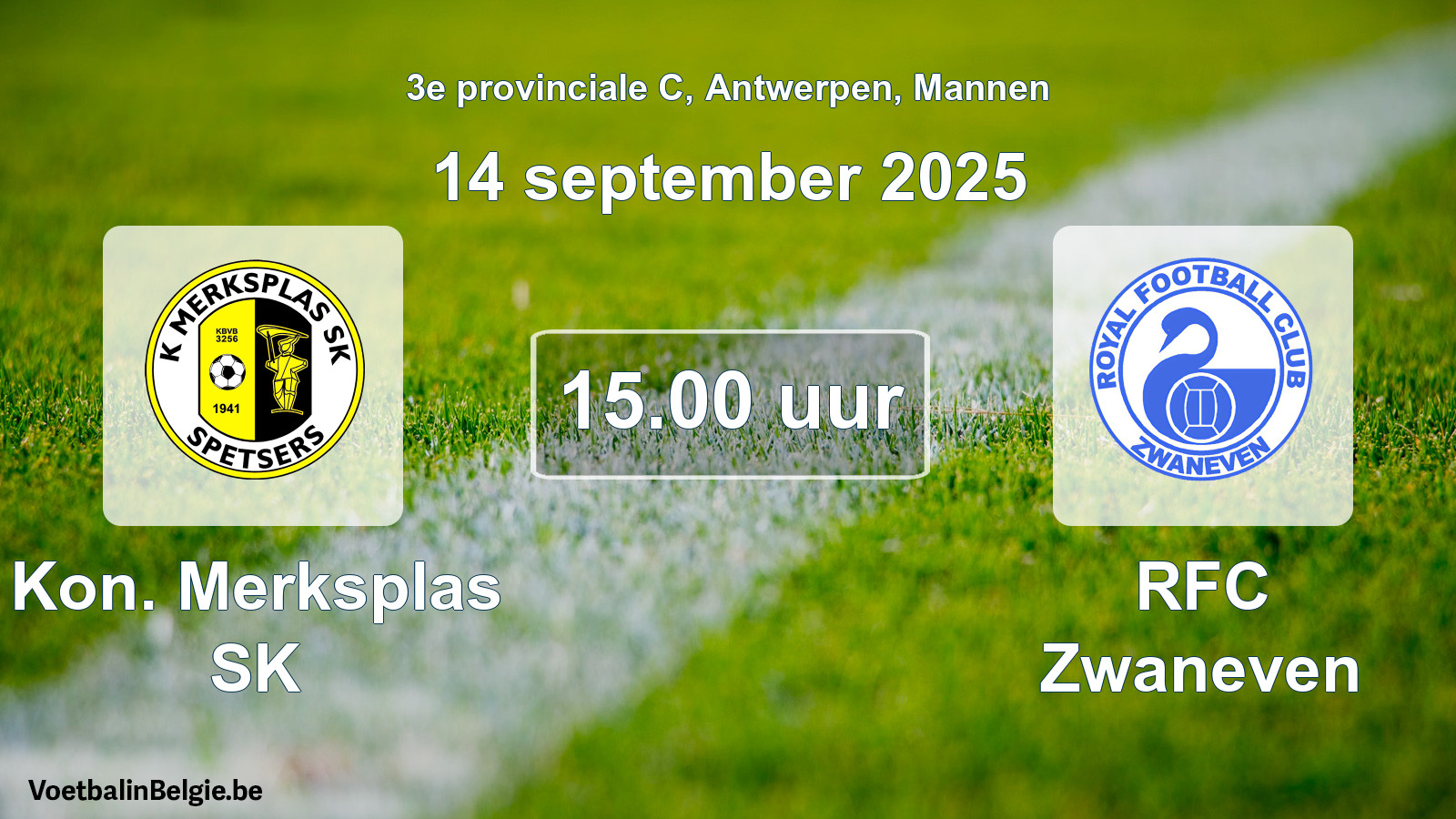 Scheduled match men football: Kon. Merksplas SK - RFC Zwaneven (14 September 2025)