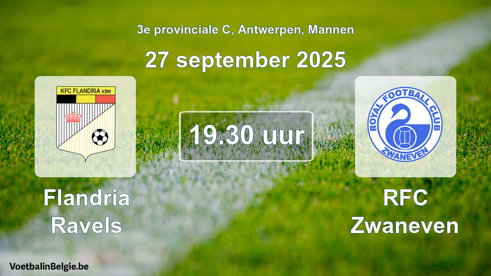 Scheduled match men football: Flandria Ravels - RFC Zwaneven (27 September 2025)