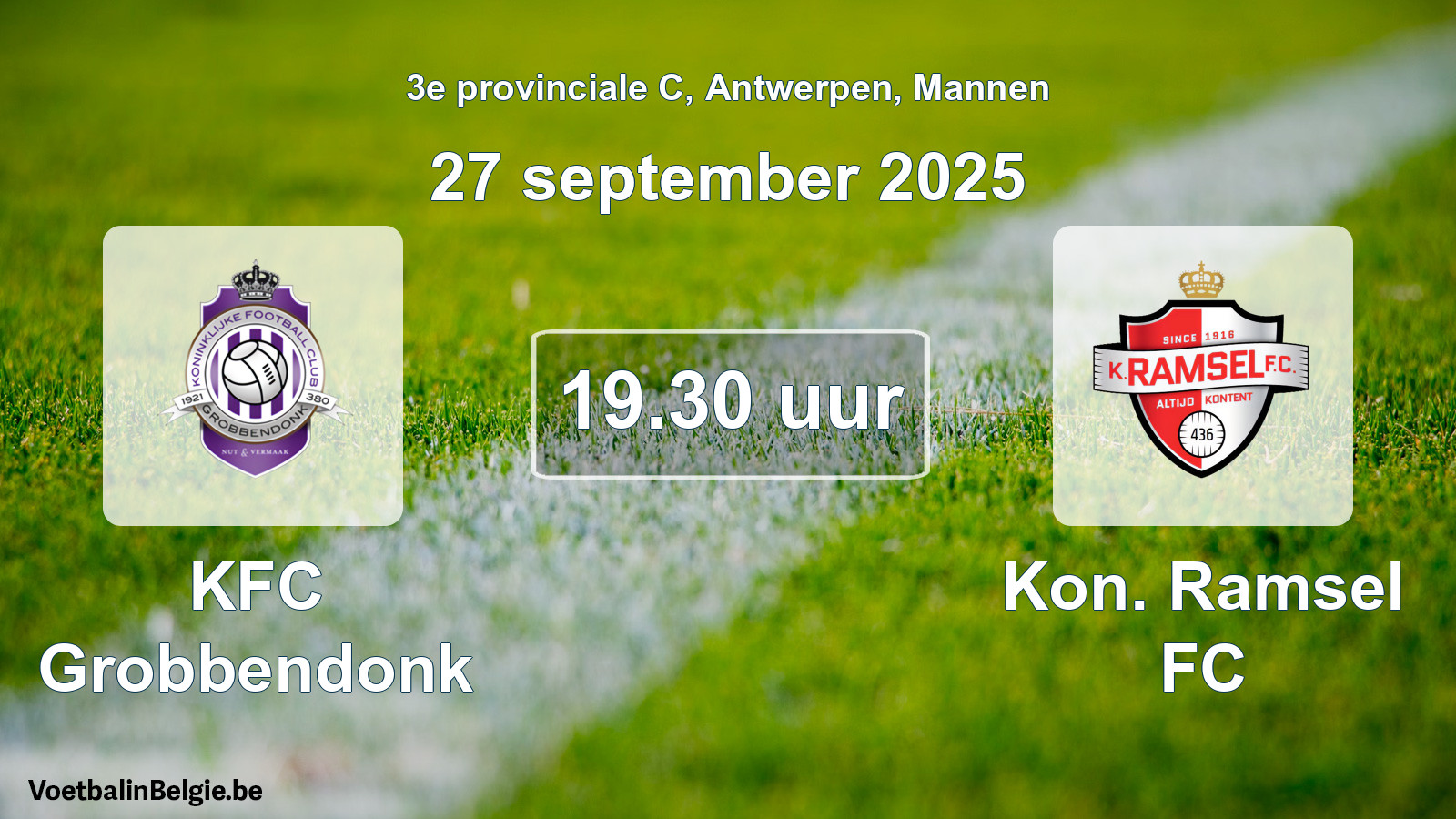 Scheduled match men football: KFC Grobbendonk - Kon. Ramsel FC (27 September 2025)