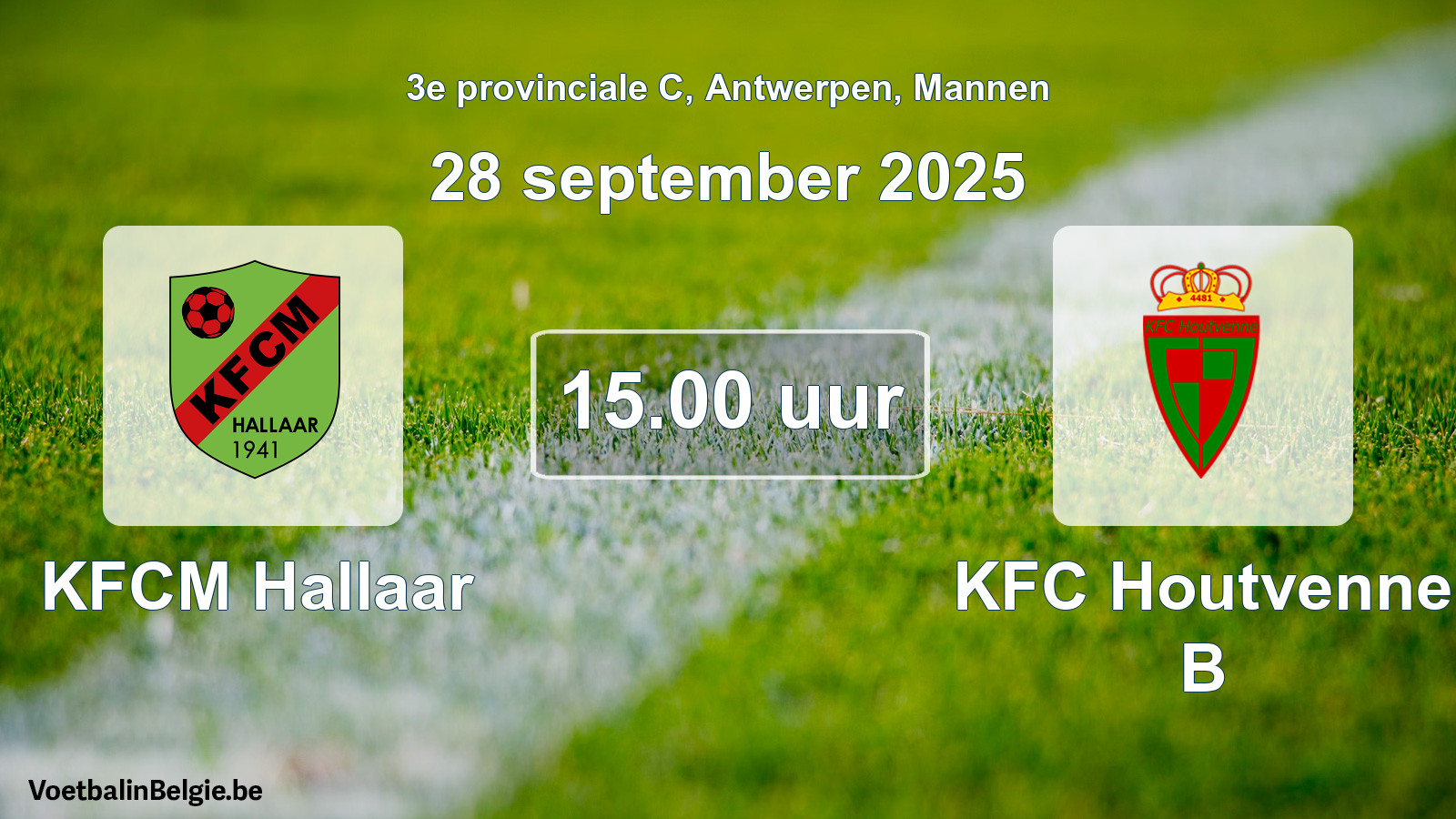 Scheduled match men football: KFCM Hallaar - KFC Houtvenne B (28 September 2025)