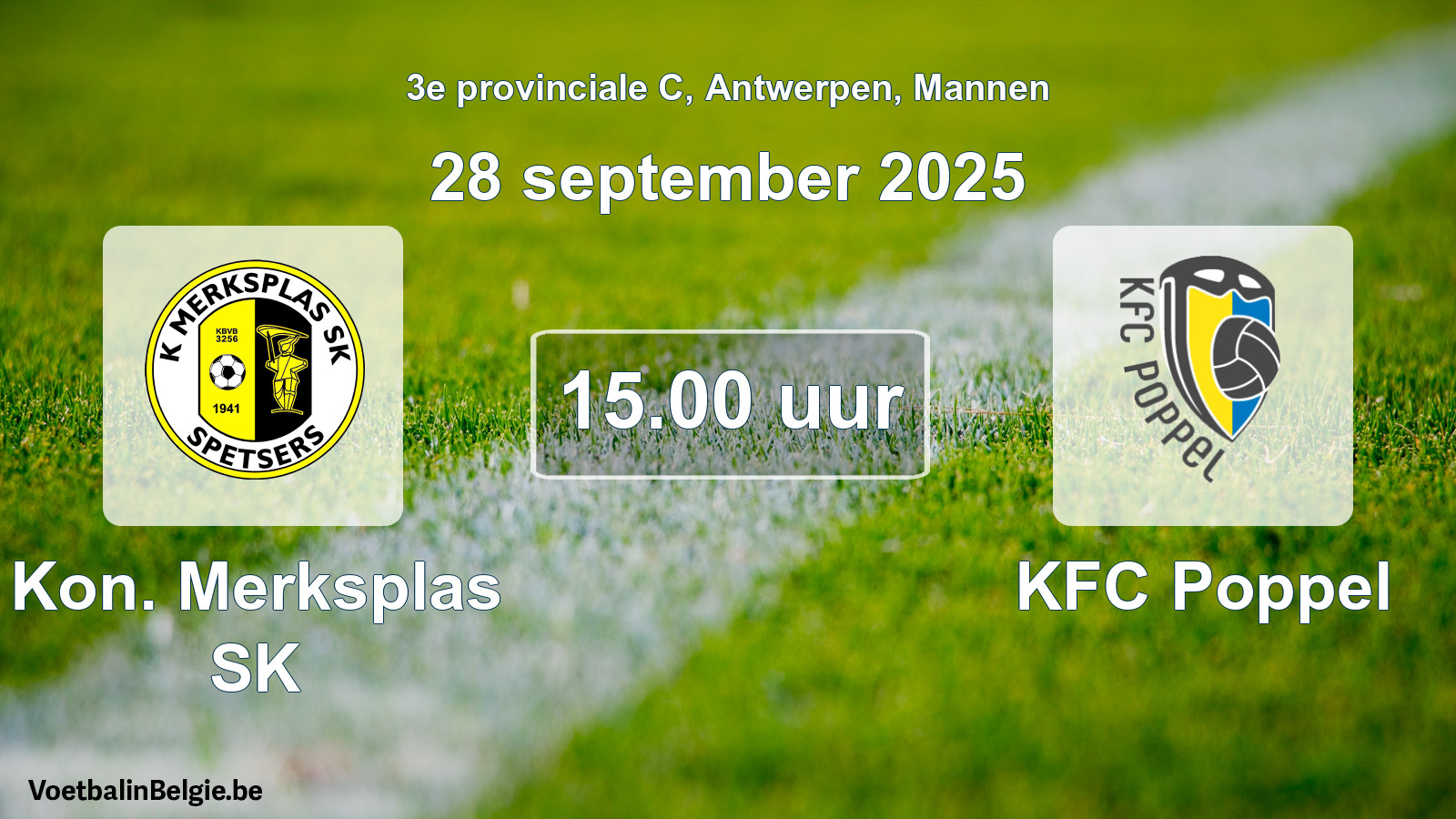 Scheduled match men football: Kon. Merksplas SK - KFC Poppel (28 September 2025)