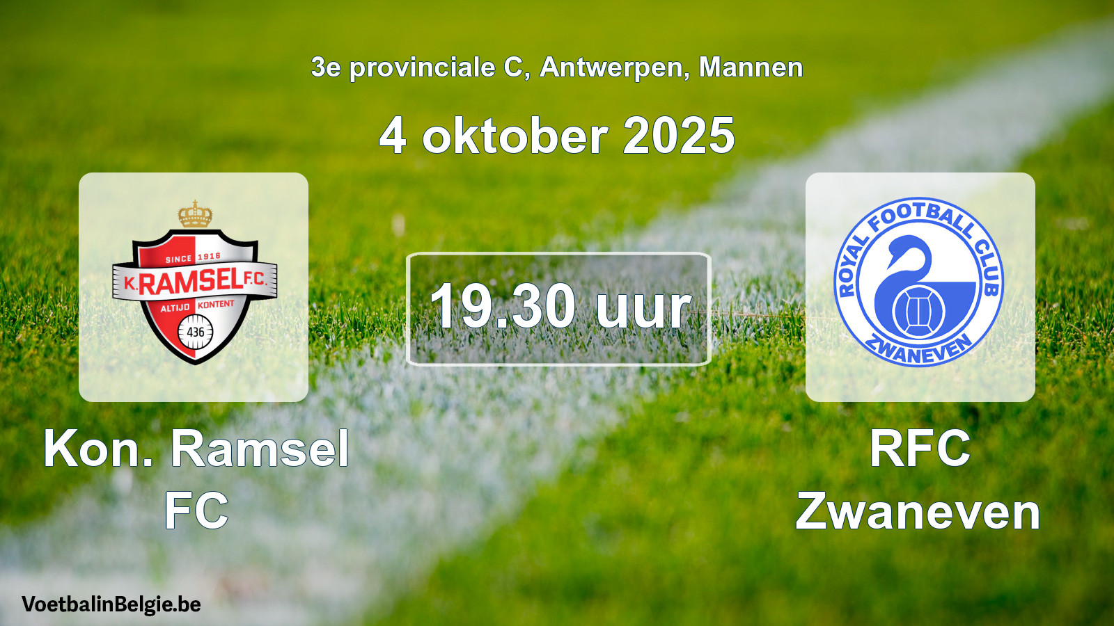 Scheduled match men football: Kon. Ramsel FC - RFC Zwaneven (4 October 2025)