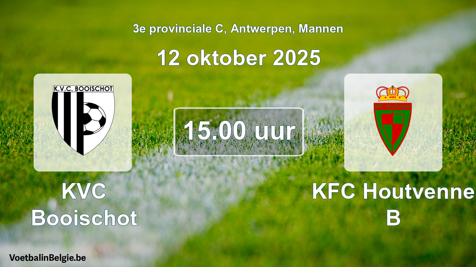Geplande wedstrijd mannenvoetbal: KVC Booischot - KFC Houtvenne B (12 oktober 2025)