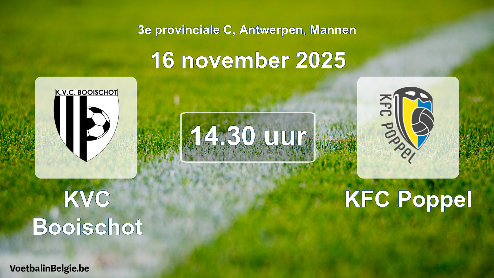 Scheduled match men football: KVC Booischot - KFC Poppel (16 November 2025)