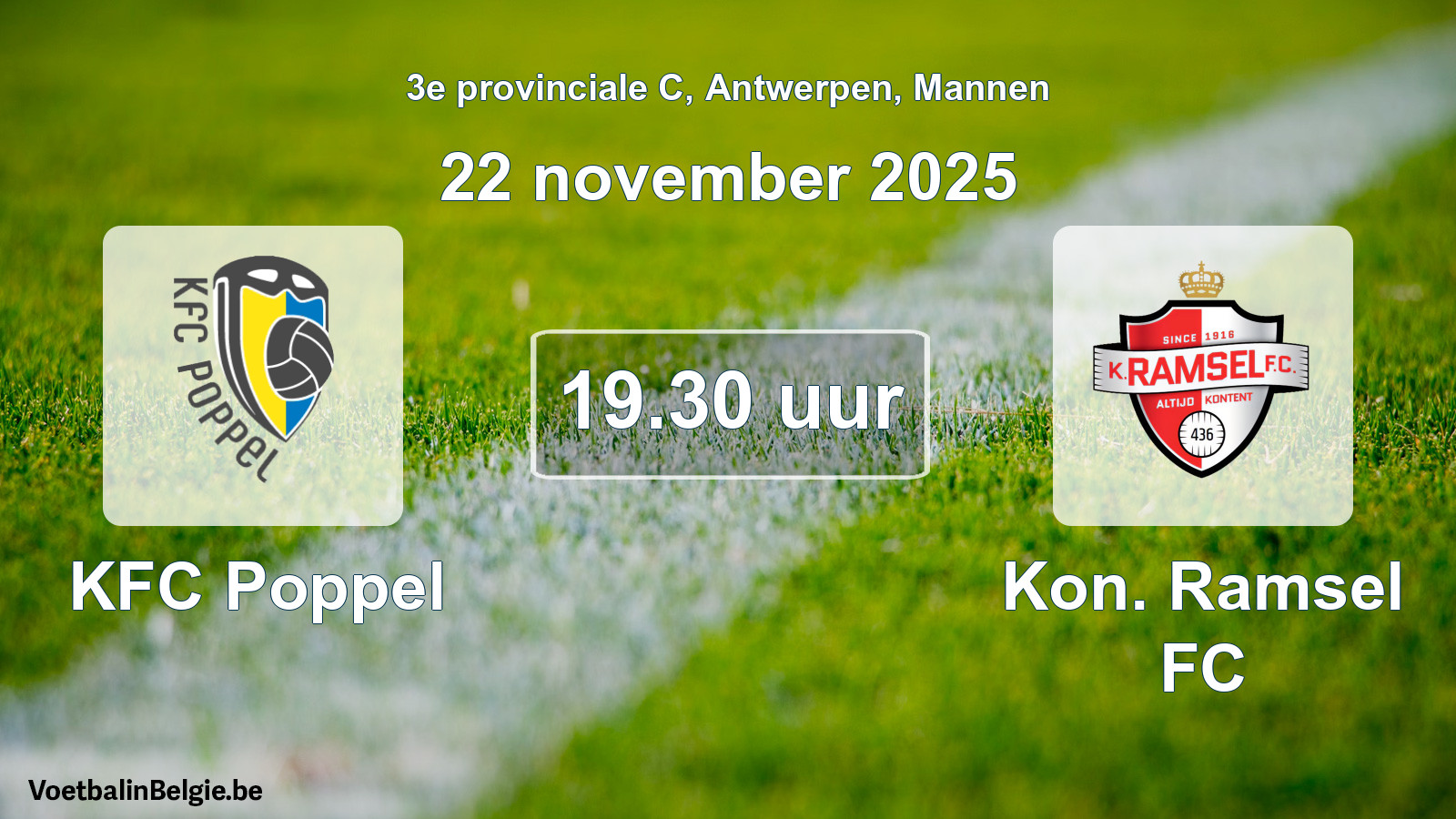Scheduled match men football: KFC Poppel - Kon. Ramsel FC (22 November 2025)