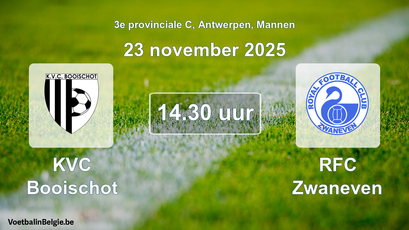 Scheduled match men football: KVC Booischot - RFC Zwaneven (23 November 2025)