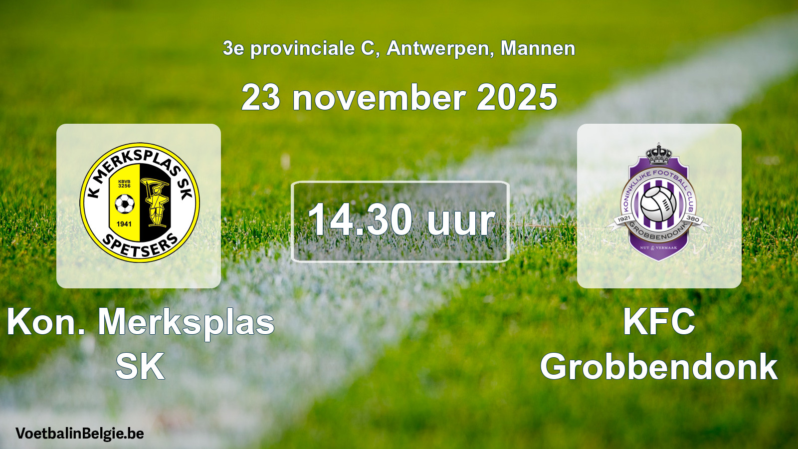 Scheduled match men football: Kon. Merksplas SK - KFC Grobbendonk (23 November 2025)
