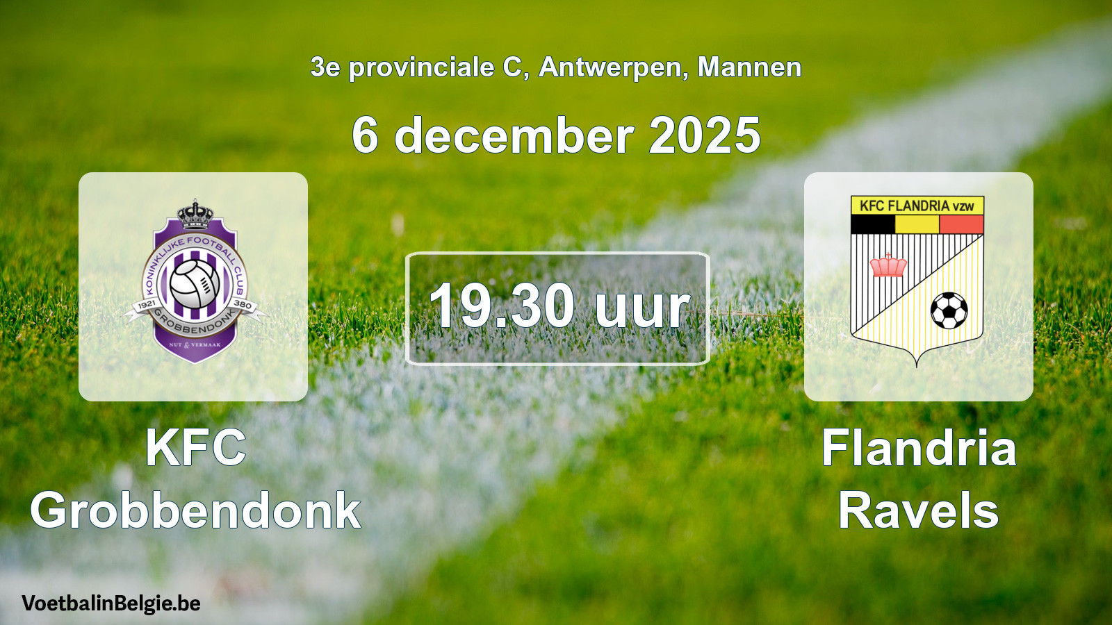 Scheduled match men football: KFC Grobbendonk - Flandria Ravels (6 December 2025)