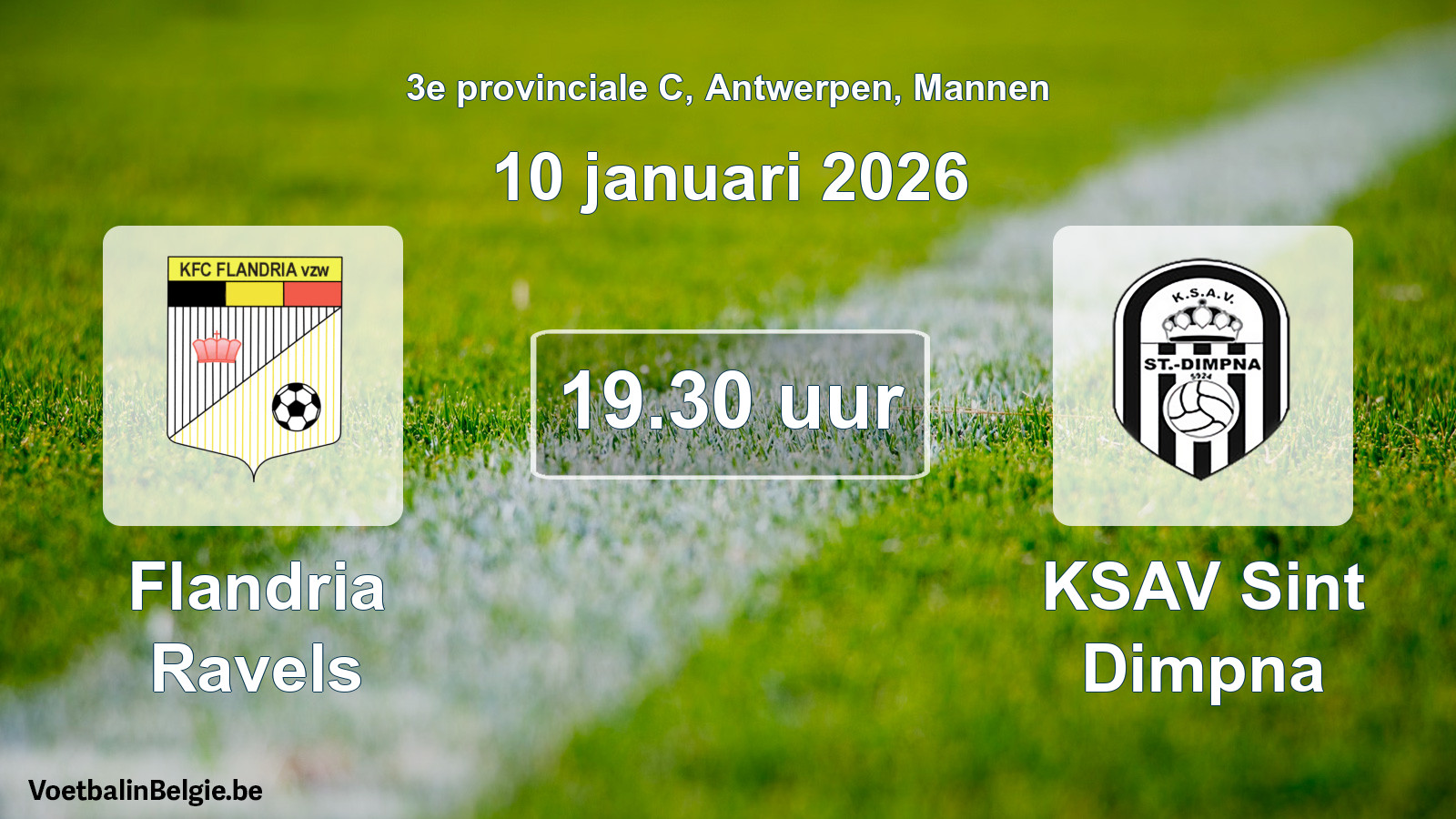 Scheduled match men football: Flandria Ravels - KSAV Sint Dimpna (10 January 2026)
