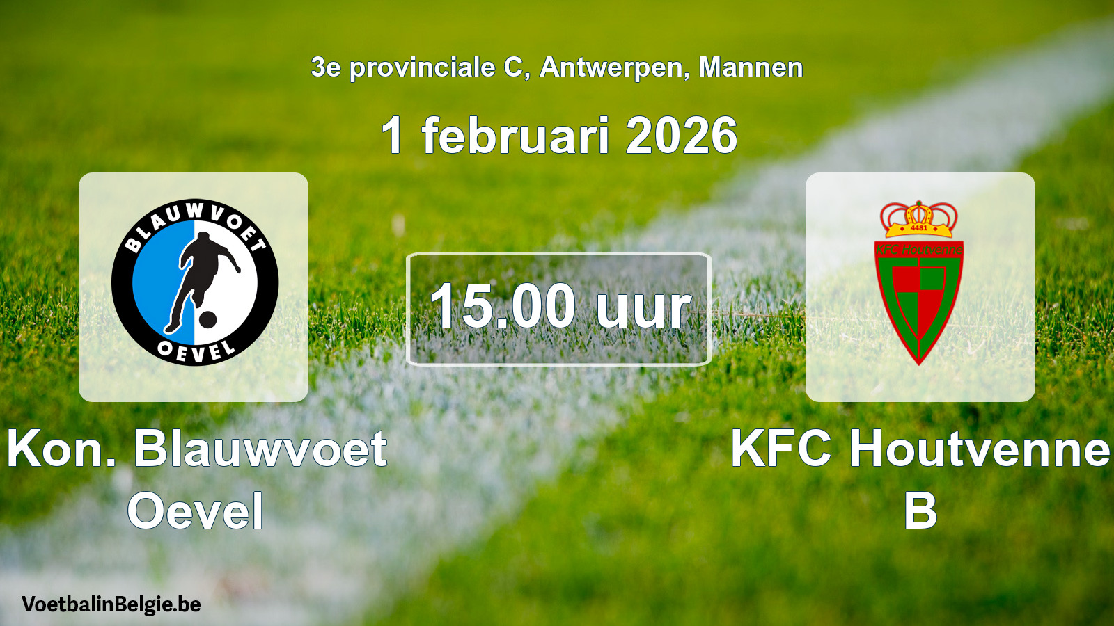 Geplantes Spiel männer-Fußball: Kon. Blauwvoet Oevel - KFC Houtvenne B (1 Februar 2026)