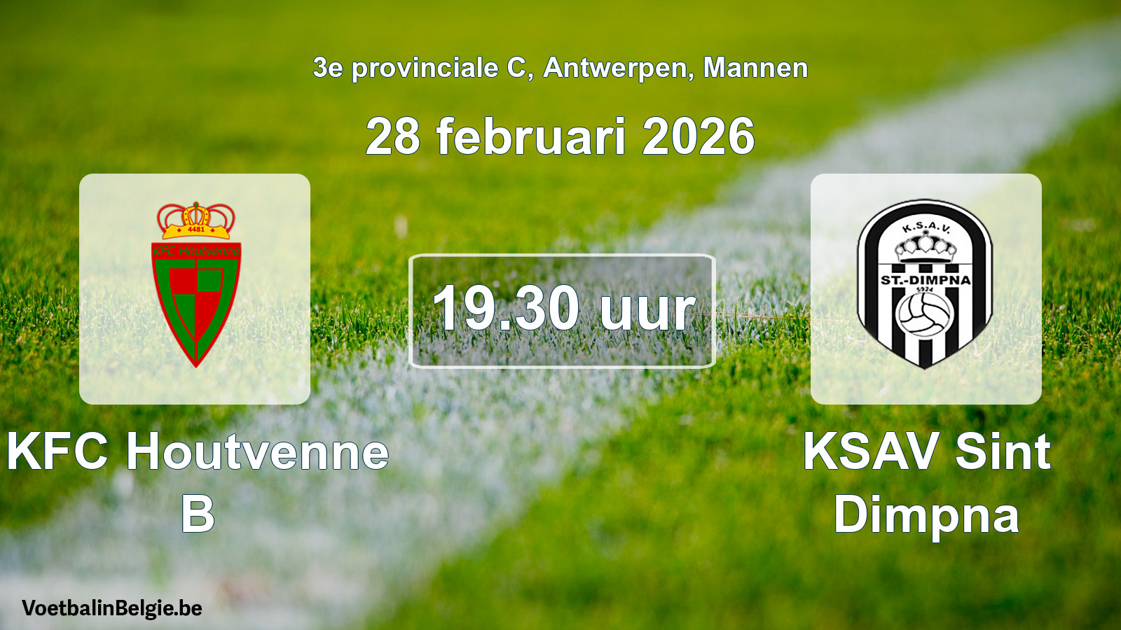Scheduled match men football: KFC Houtvenne B - KSAV Sint Dimpna (28 February 2026)