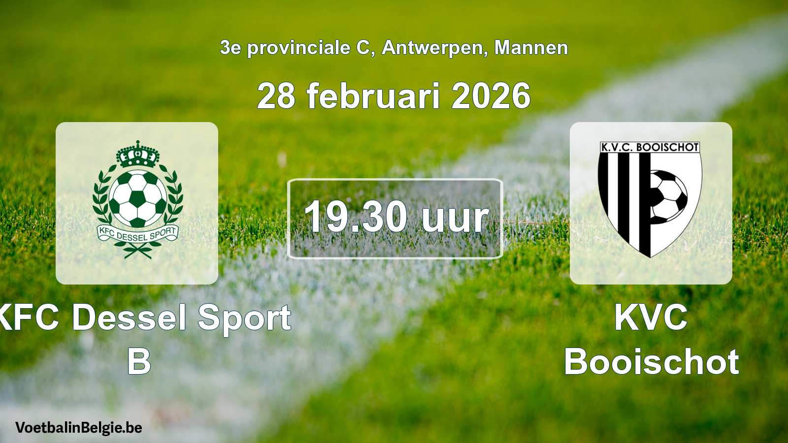 Geplande wedstrijd mannenvoetbal: KFC Dessel Sport B - KVC Booischot (28 februari 2026)