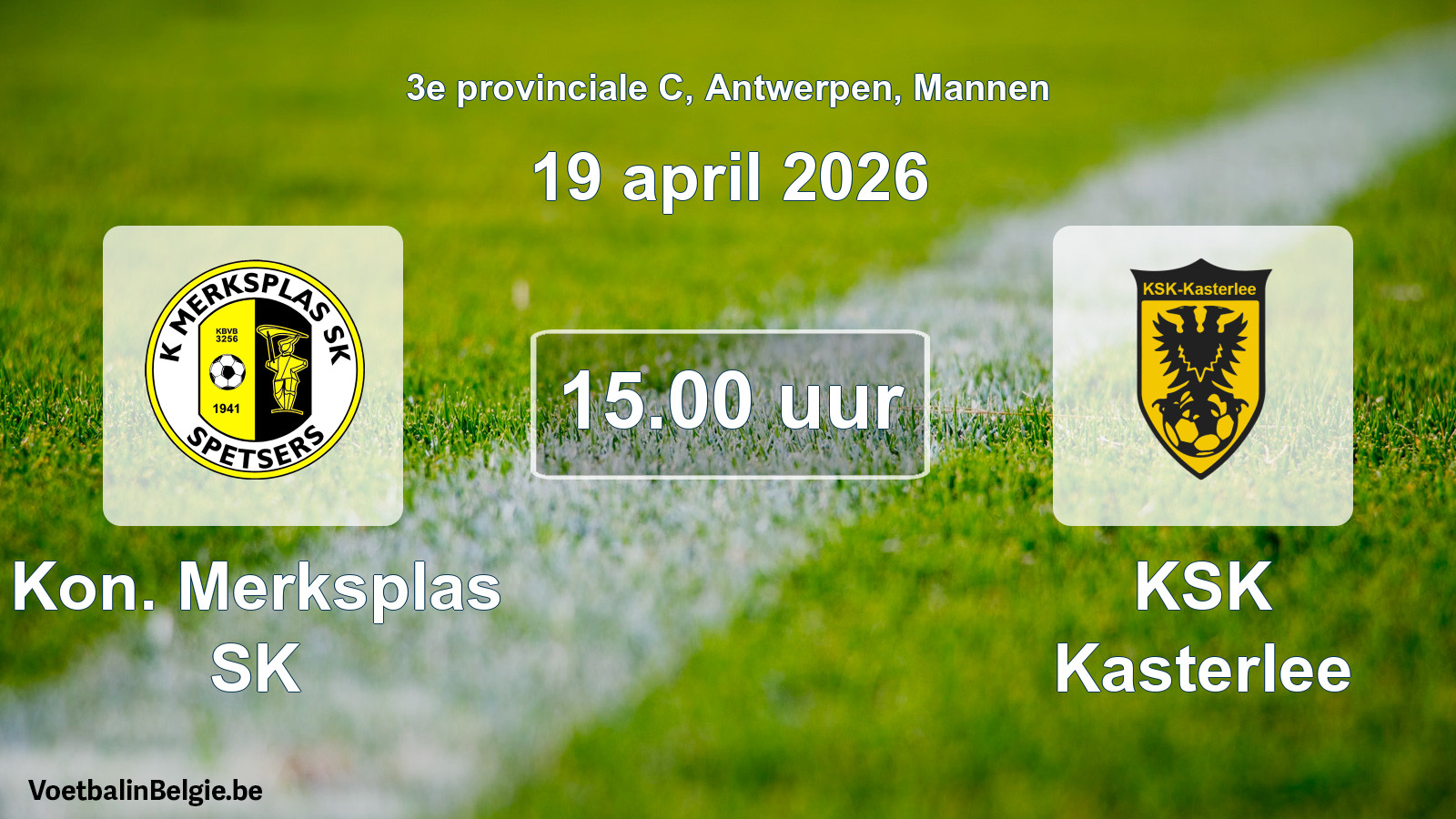 Scheduled match men football: Kon. Merksplas SK - KSK Kasterlee (19 April 2026)