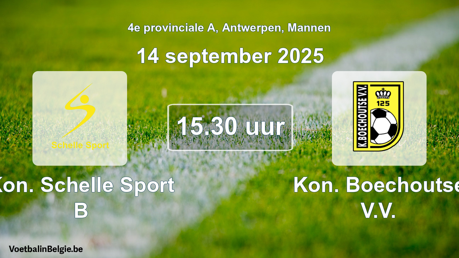 Geplantes Spiel männer-Fußball: Kon. Schelle Sport B - Kon. Boechoutse V.V. (14 September 2025)