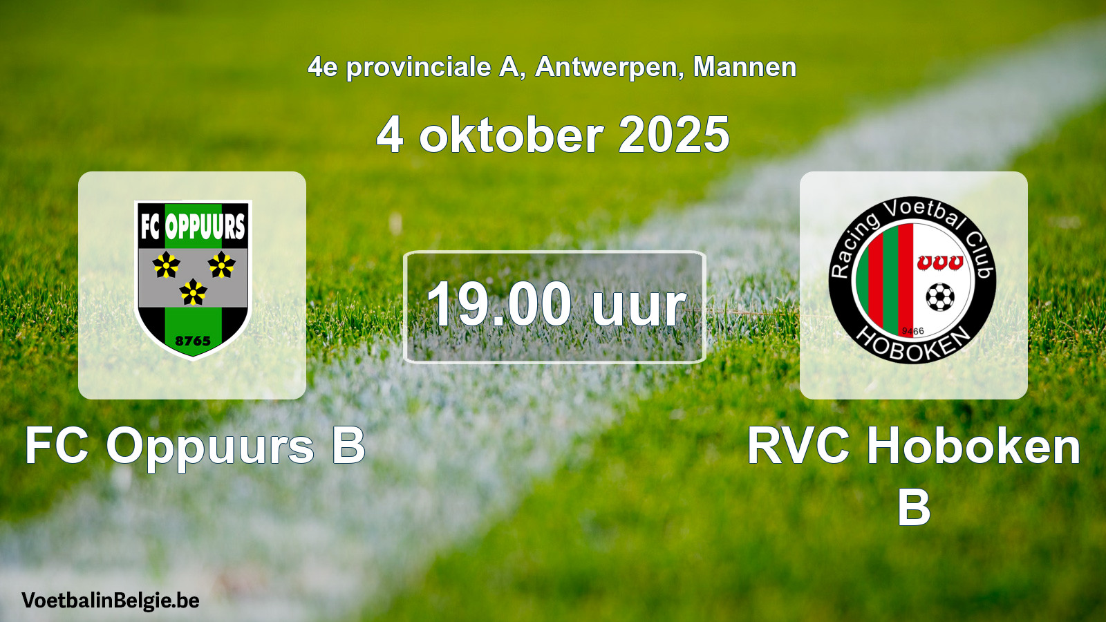 Scheduled match men football: FC Oppuurs B - RVC Hoboken B (4 October 2025)
