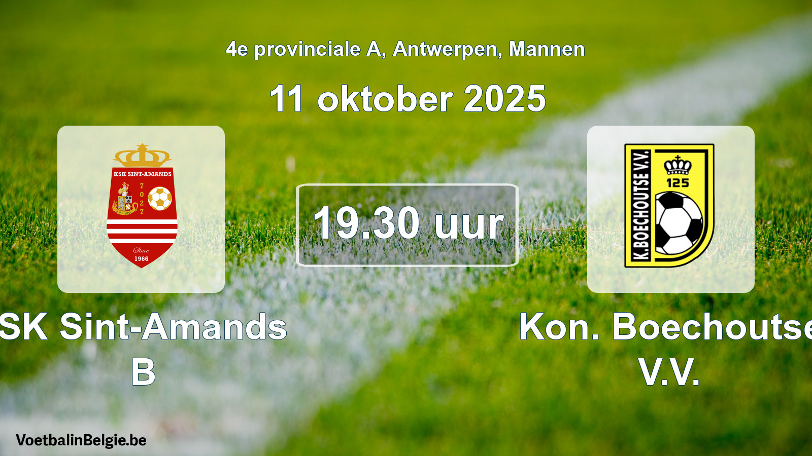 Scheduled match men football: SK Sint-Amands B - Kon. Boechoutse V.V. (11 October 2025)