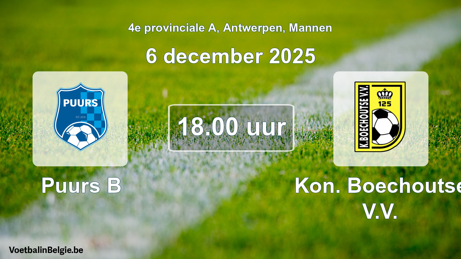 Scheduled match men football: Puurs B - Kon. Boechoutse V.V. (6 December 2025)