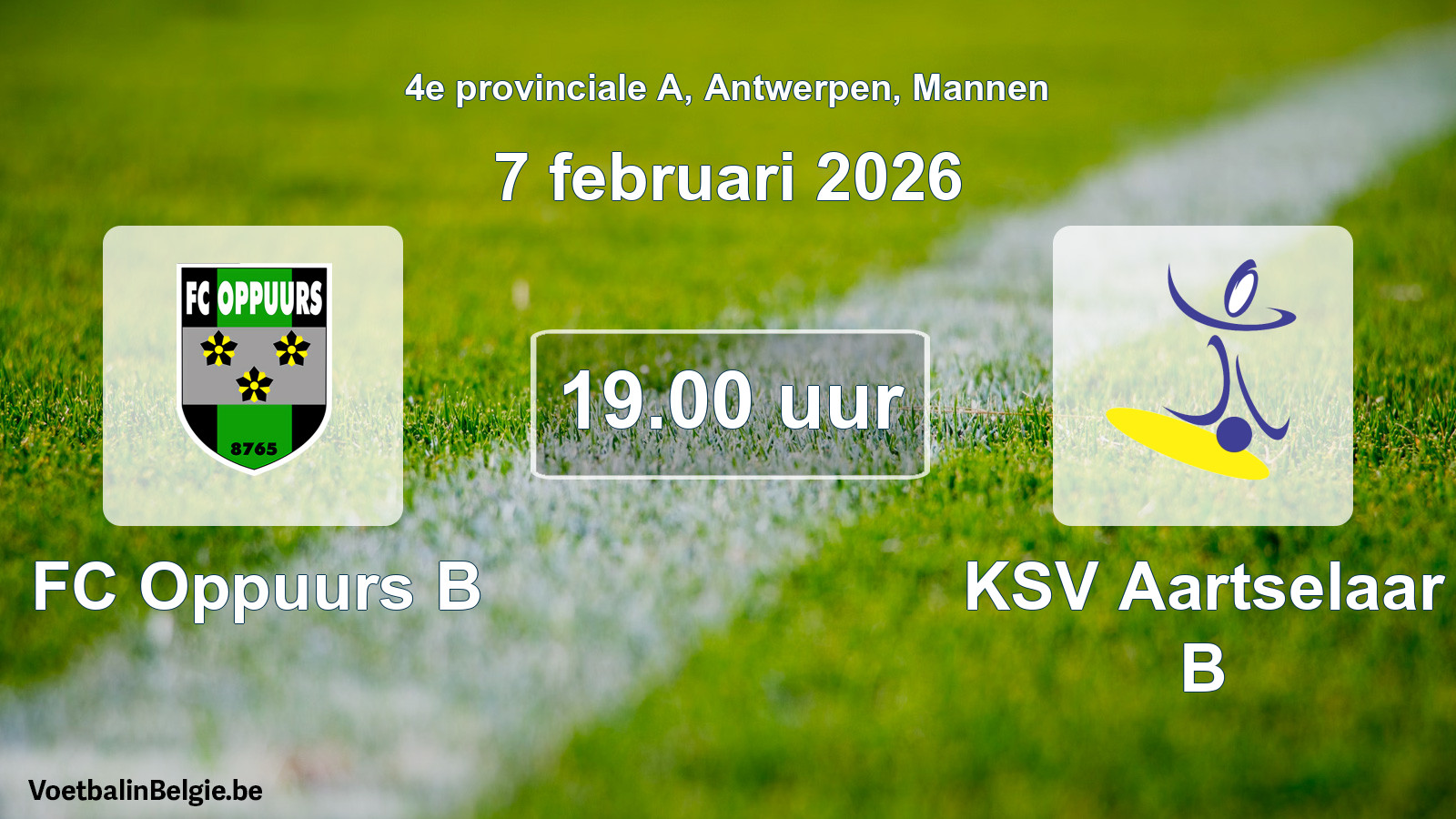Scheduled match men football: FC Oppuurs B - KSV Aartselaar B (7 February 2026)