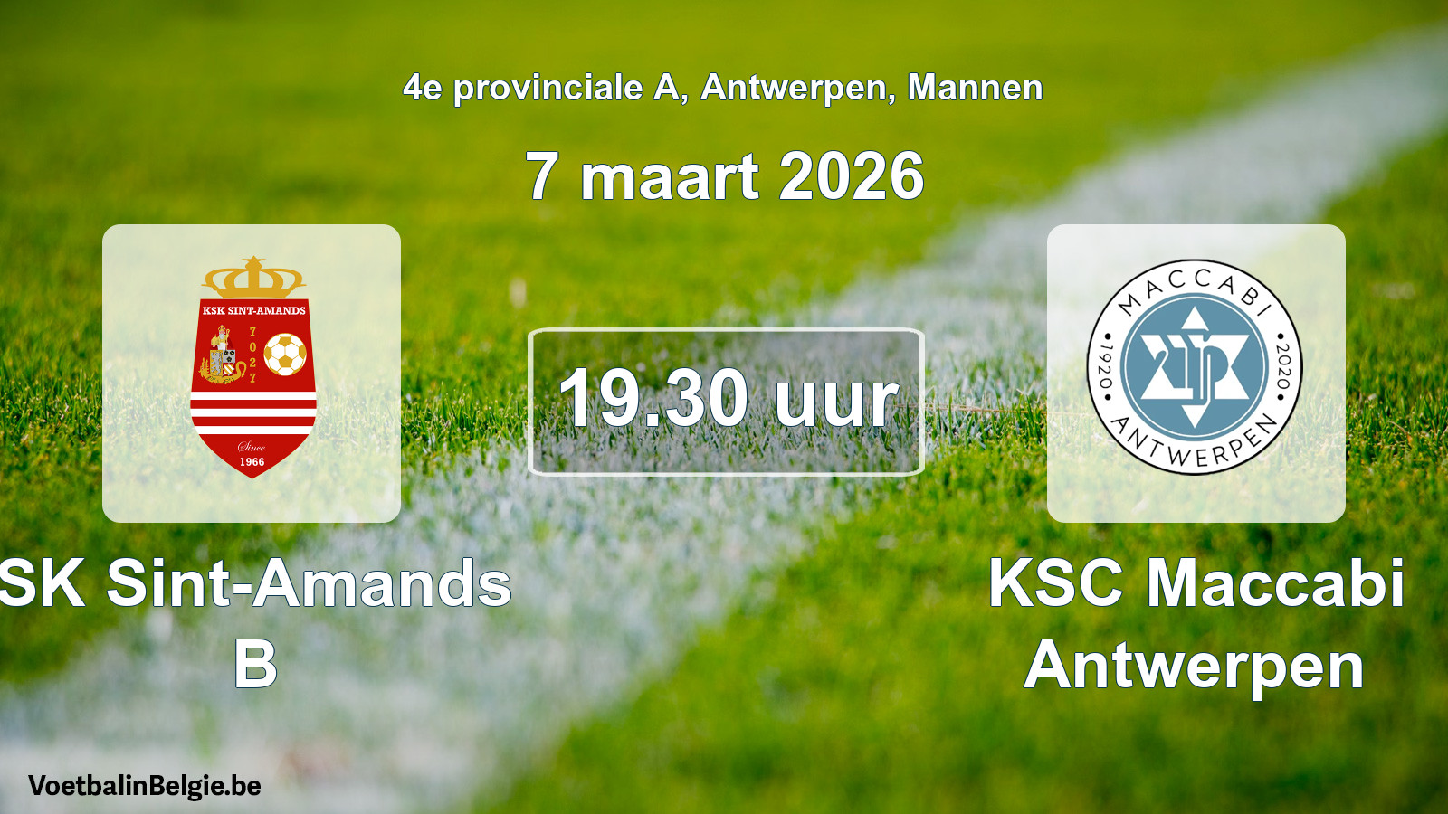 Scheduled match men football: SK Sint-Amands B - KSC Maccabi Antwerpen (7 March 2026)