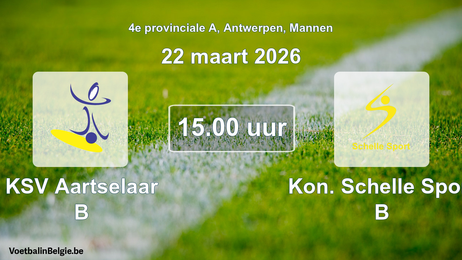 Scheduled match men football: KSV Aartselaar B - Kon. Schelle Sport B (22 March 2026)