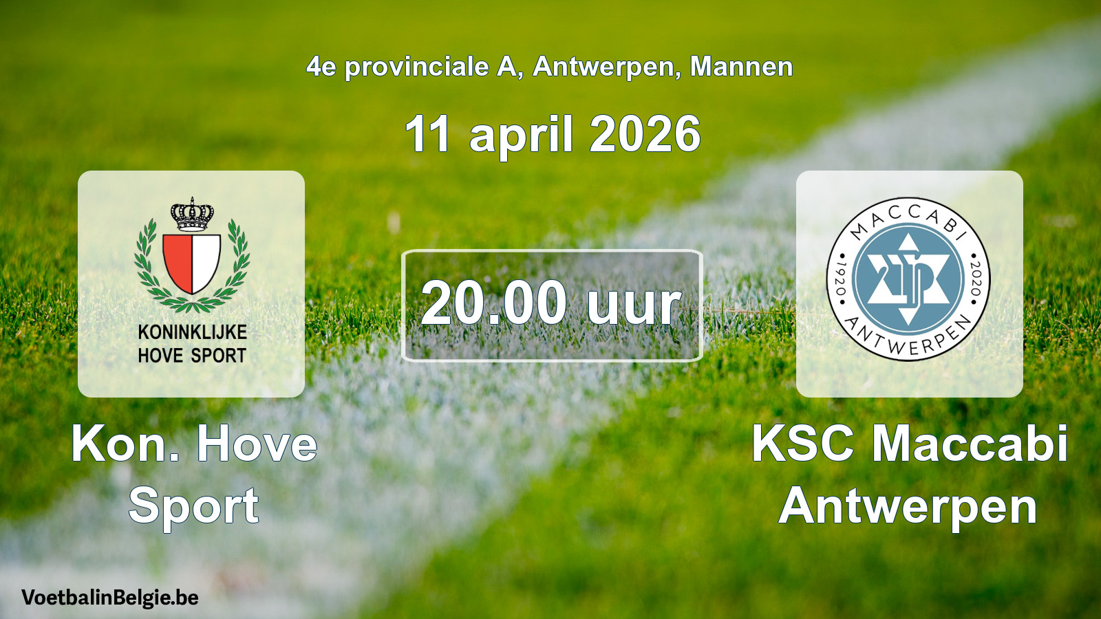 Geplande wedstrijd mannenvoetbal: Kon. Hove Sport - KSC Maccabi Antwerpen (11 april 2026)