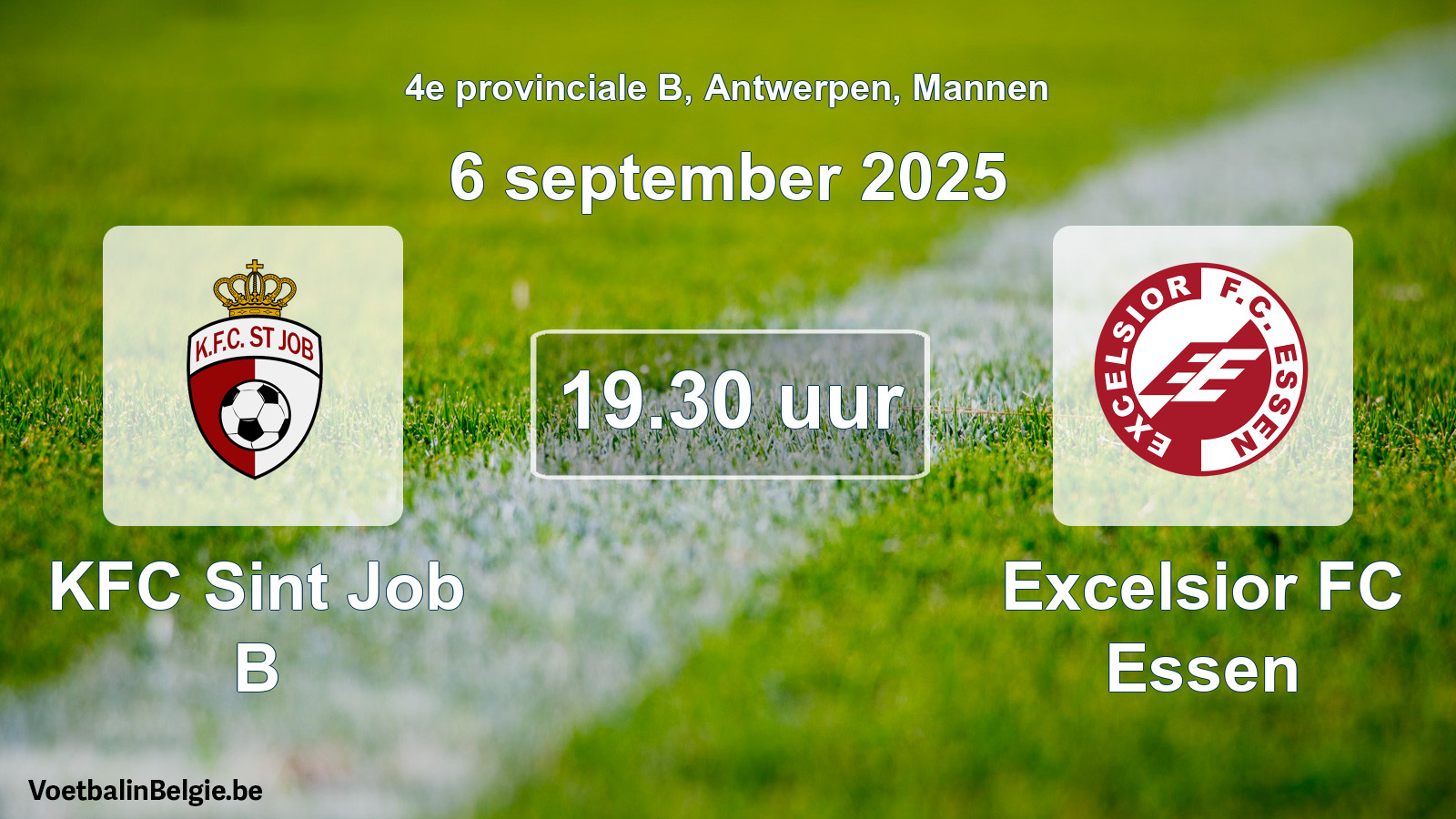 Scheduled match men football: KFC Sint Job B - Excelsior FC Essen (6 September 2025)