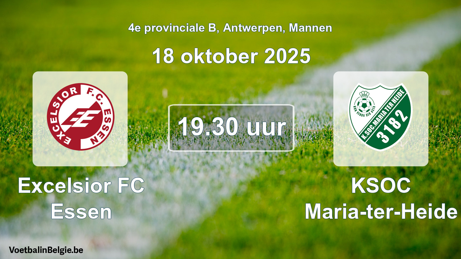 Match prévu football hommes: Excelsior FC Essen - KSOC Maria-ter-Heide (18 octobre 2025)