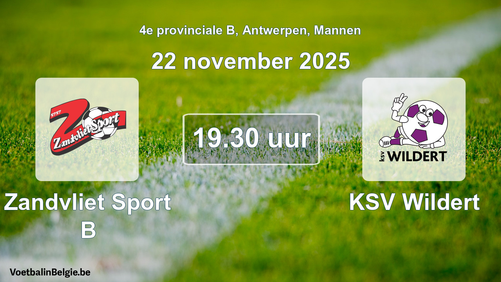 Geplande wedstrijd mannenvoetbal: Zandvliet Sport B - KSV Wildert (22 november 2025)
