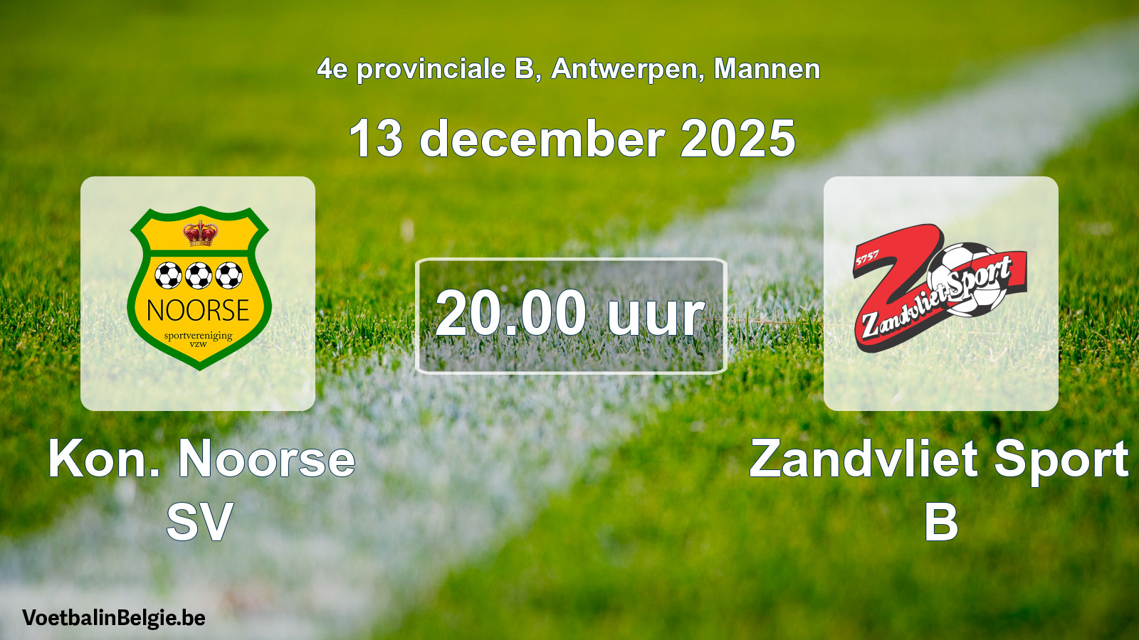 Geplande wedstrijd mannenvoetbal: Kon. Noorse SV - Zandvliet Sport B (13 december 2025)