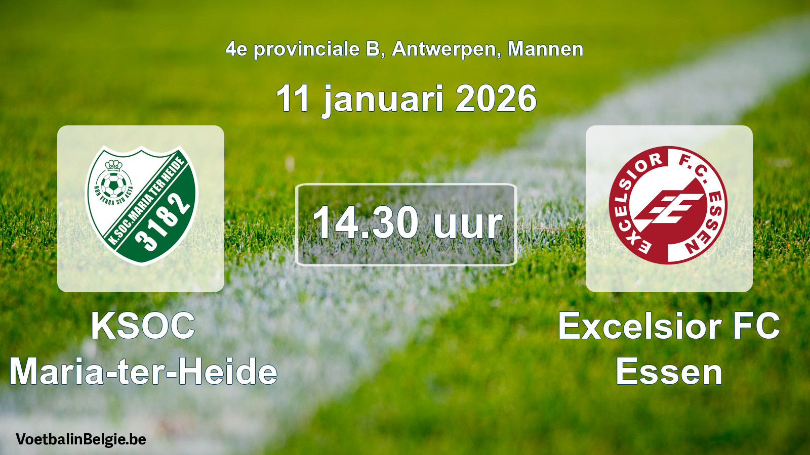 Scheduled match men football: KSOC Maria-ter-Heide - Excelsior FC Essen (11 January 2026)